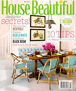 Jane Wilner custom linen feature in House Beautiful