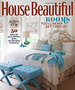 Jane Wilner custom linen feature in House Beautiful